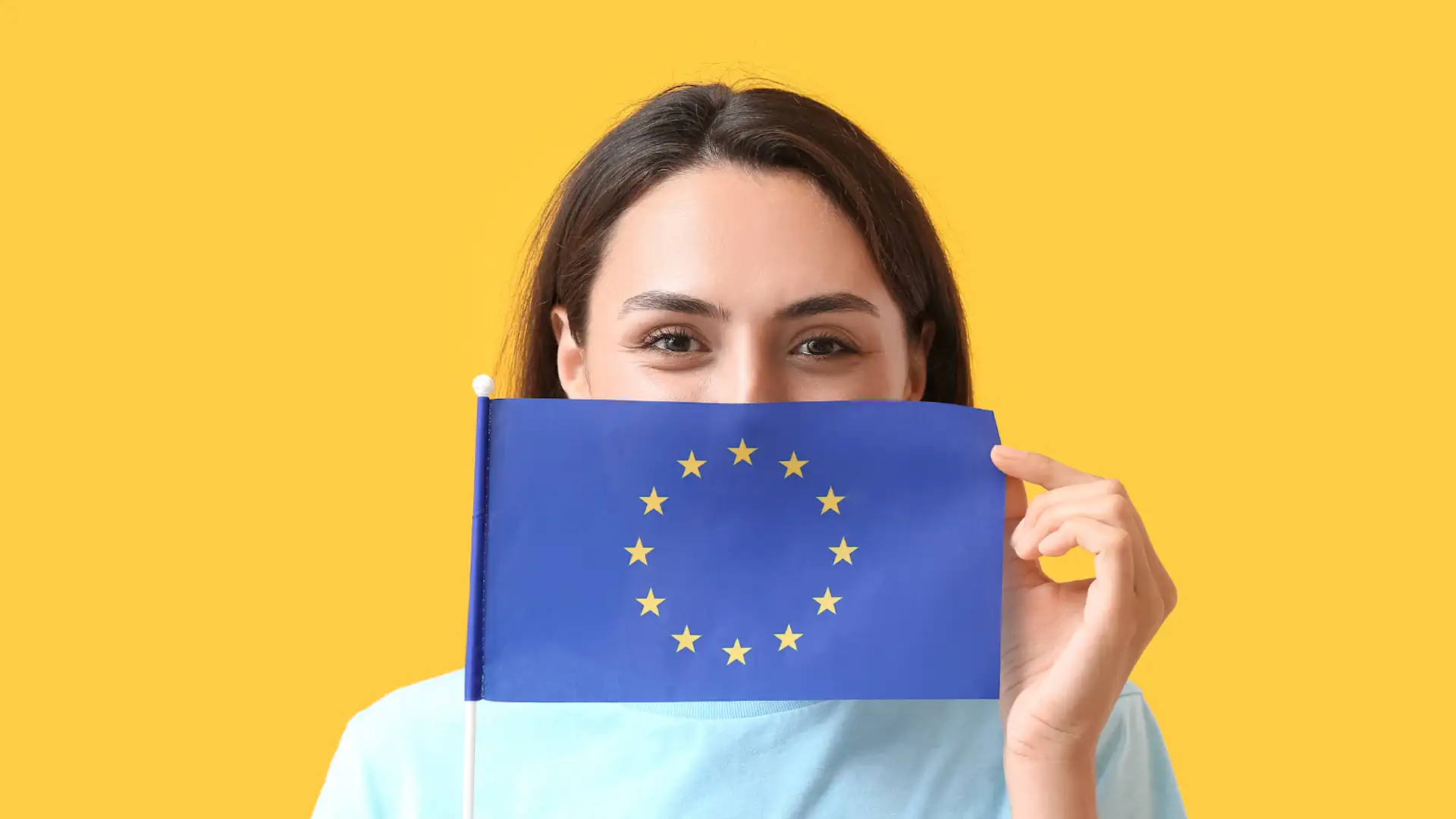 Woman with EU flag