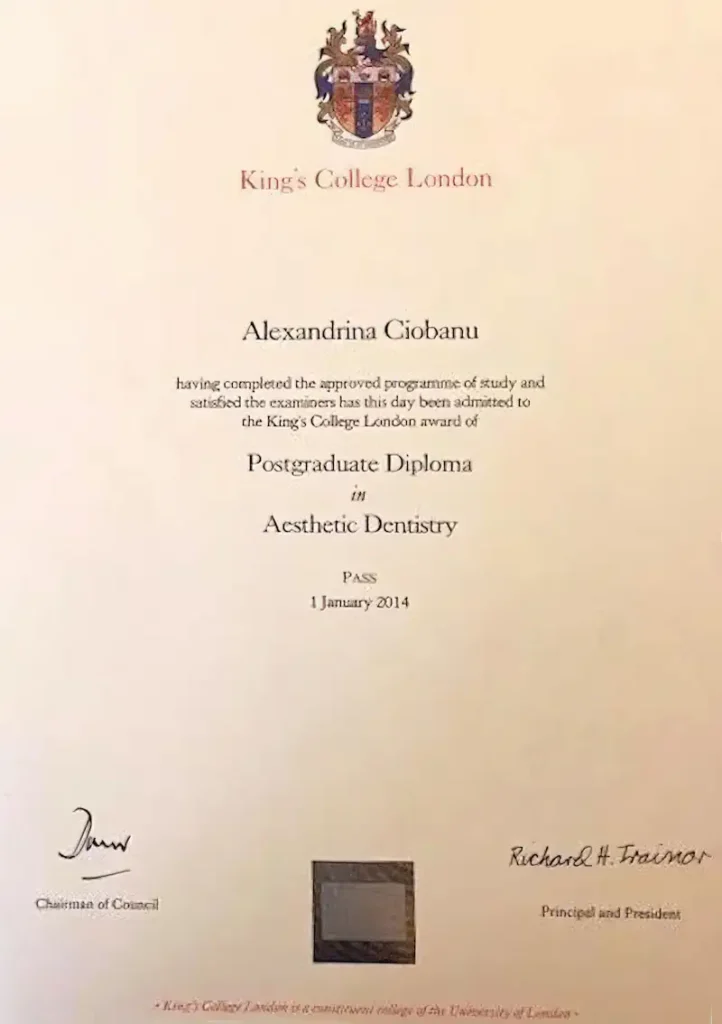 Aesthetic Dentistry Certification Alexandrina Ciobanu