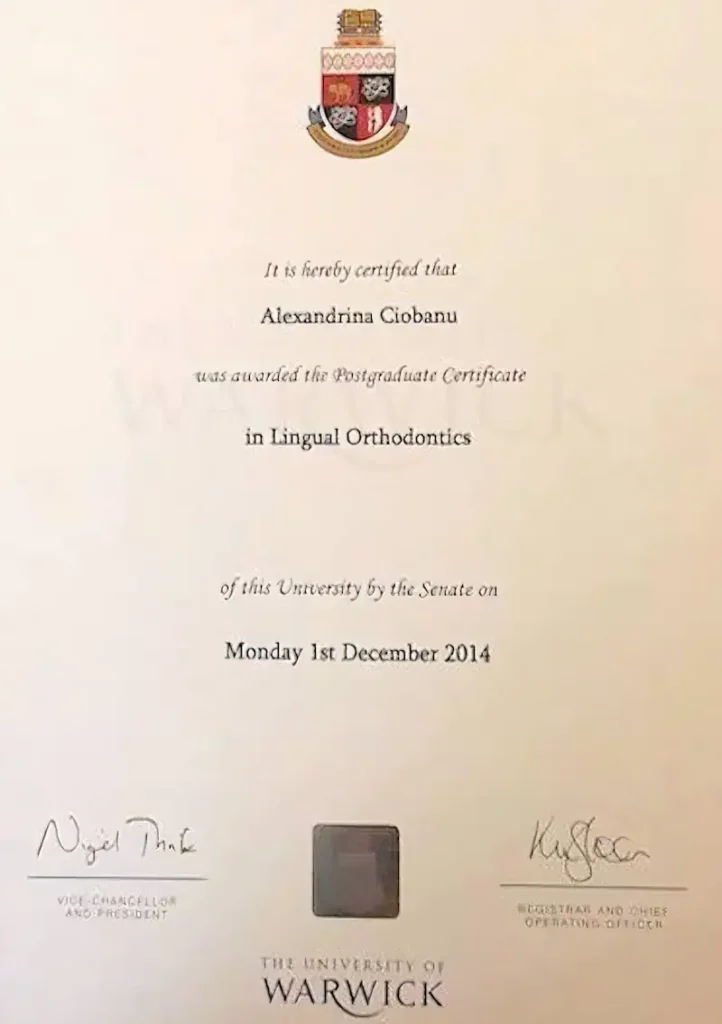 Laurea Ortondonzia Linguale Certification Alexandrina Ciobanu