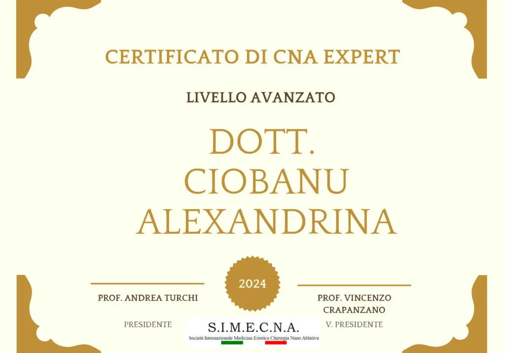 Certificato di CNA Expert Livello Avanzato Dott. Ciobanu Alexandrina